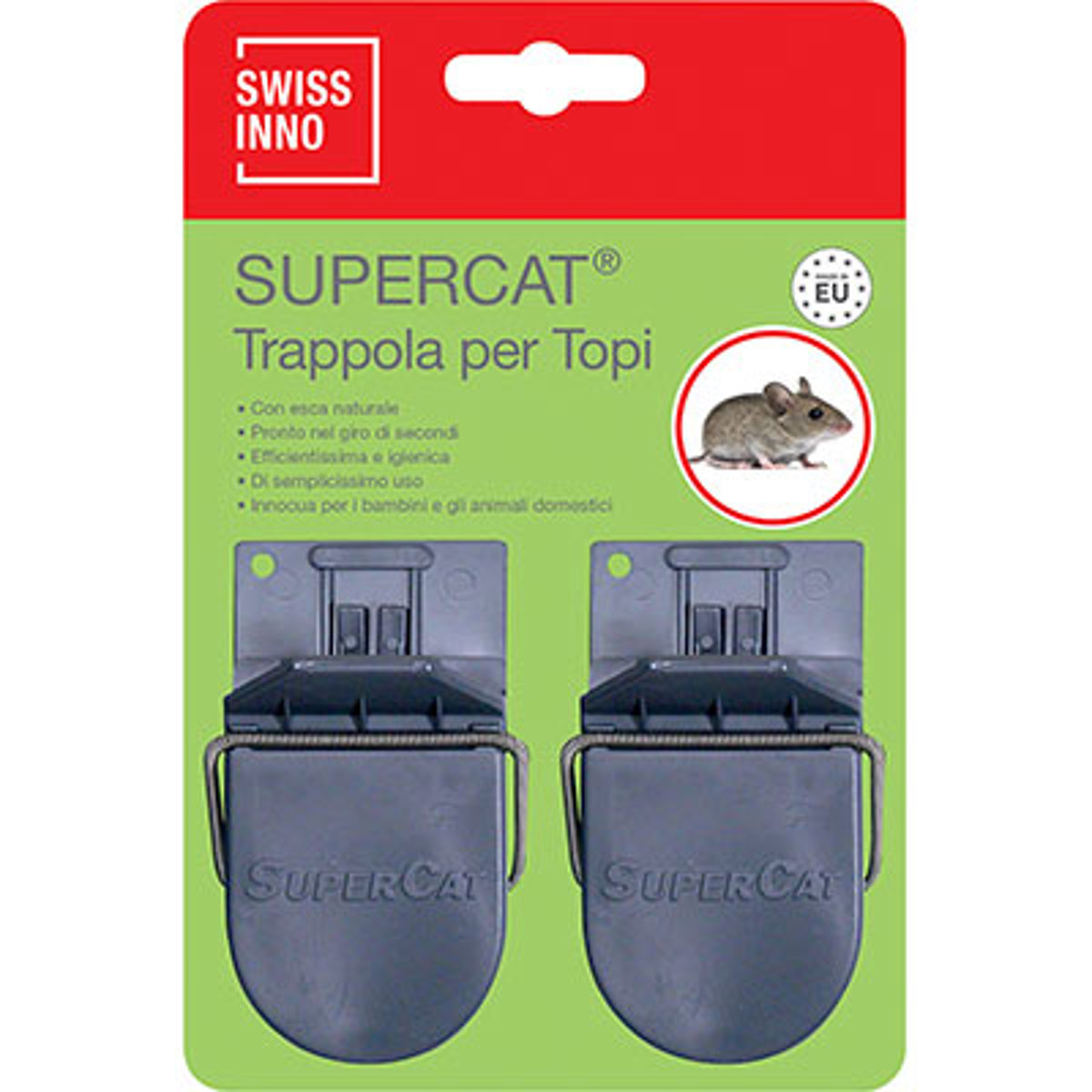 TRAPPOLA TOPI SUPERCAT MINI SWISSINNO PLASTICA CM 9 CF=PZ 2
