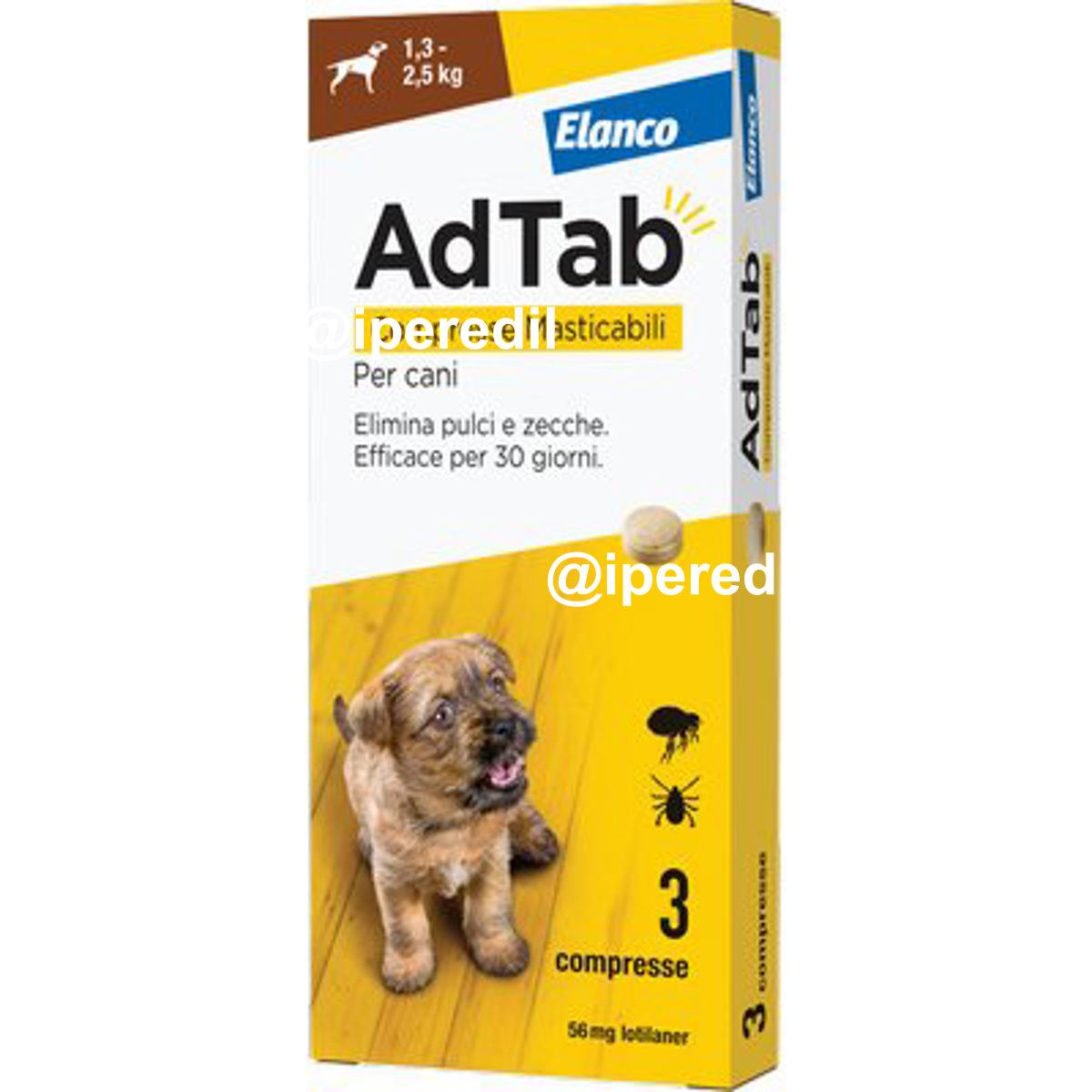 ANTIPARASSITARIO ADTAB CANI ELANCO KG 1,3/2,5 CF=PZ 3 - 01191403