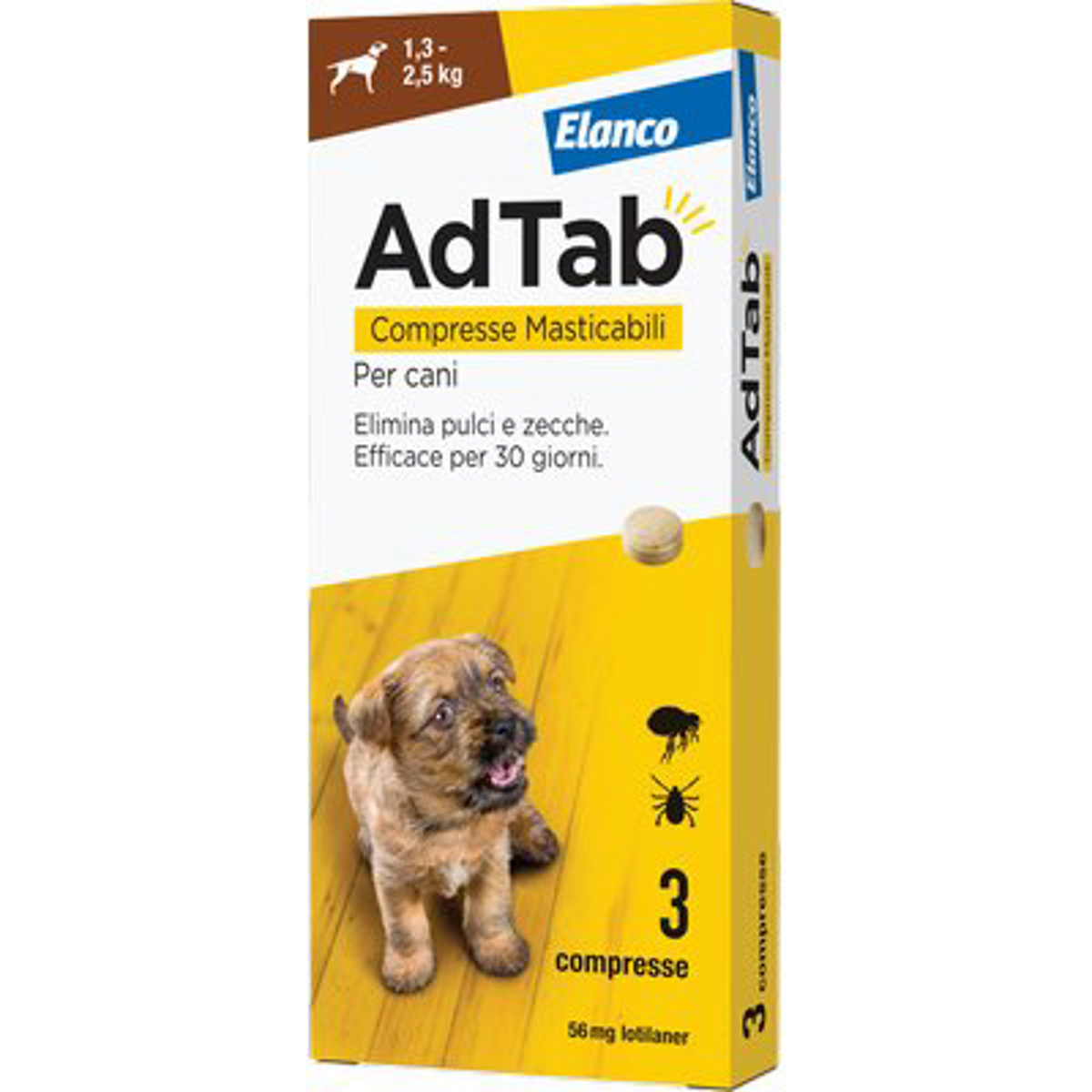ANTIPARASSITARIO ADTAB CANI ELANCO KG 1,3/2,5 CF=PZ 3