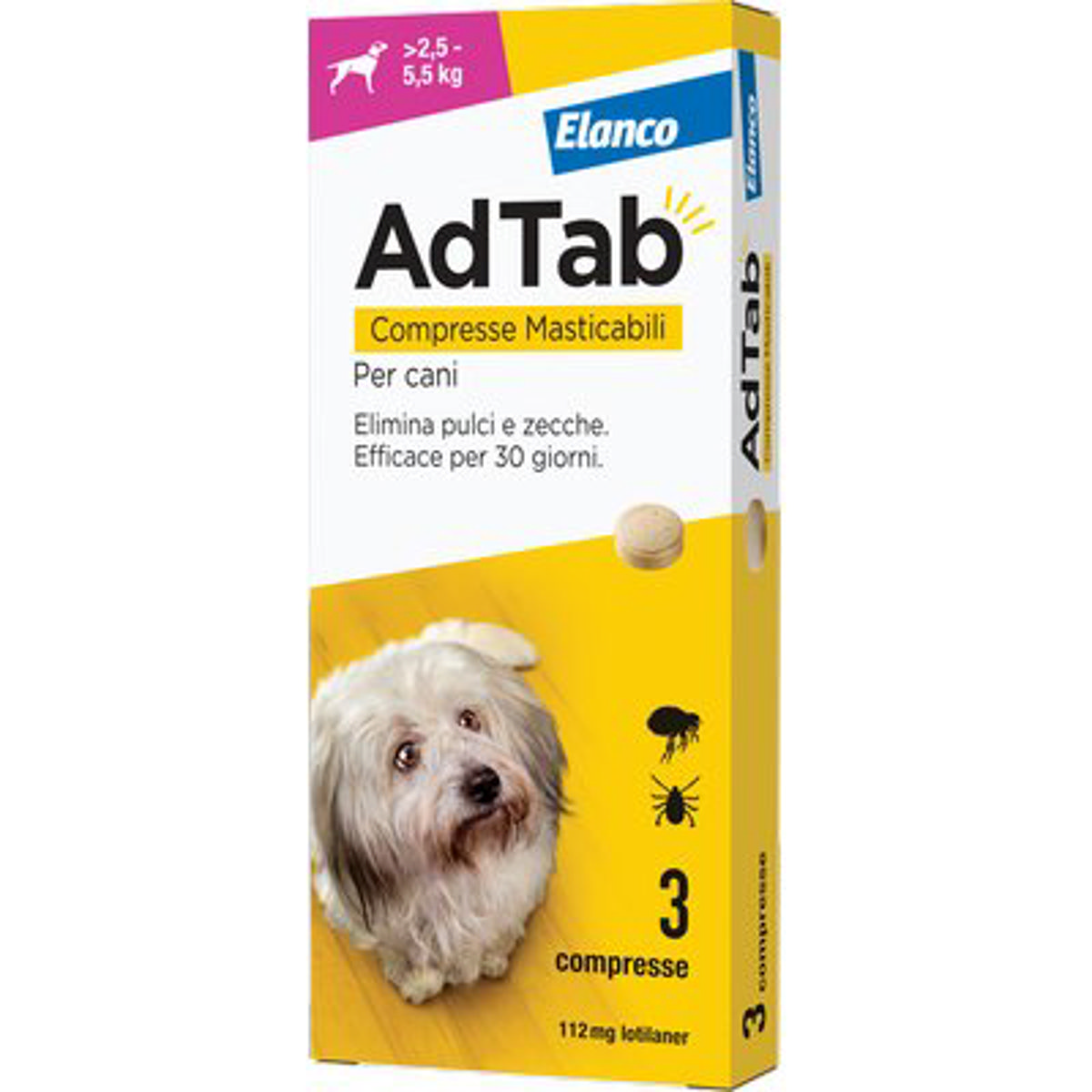 ANTIPARASSITARIO ADTAB CANI ELANCO KG 2,5/5,5 CF=PZ 3 - 01191404