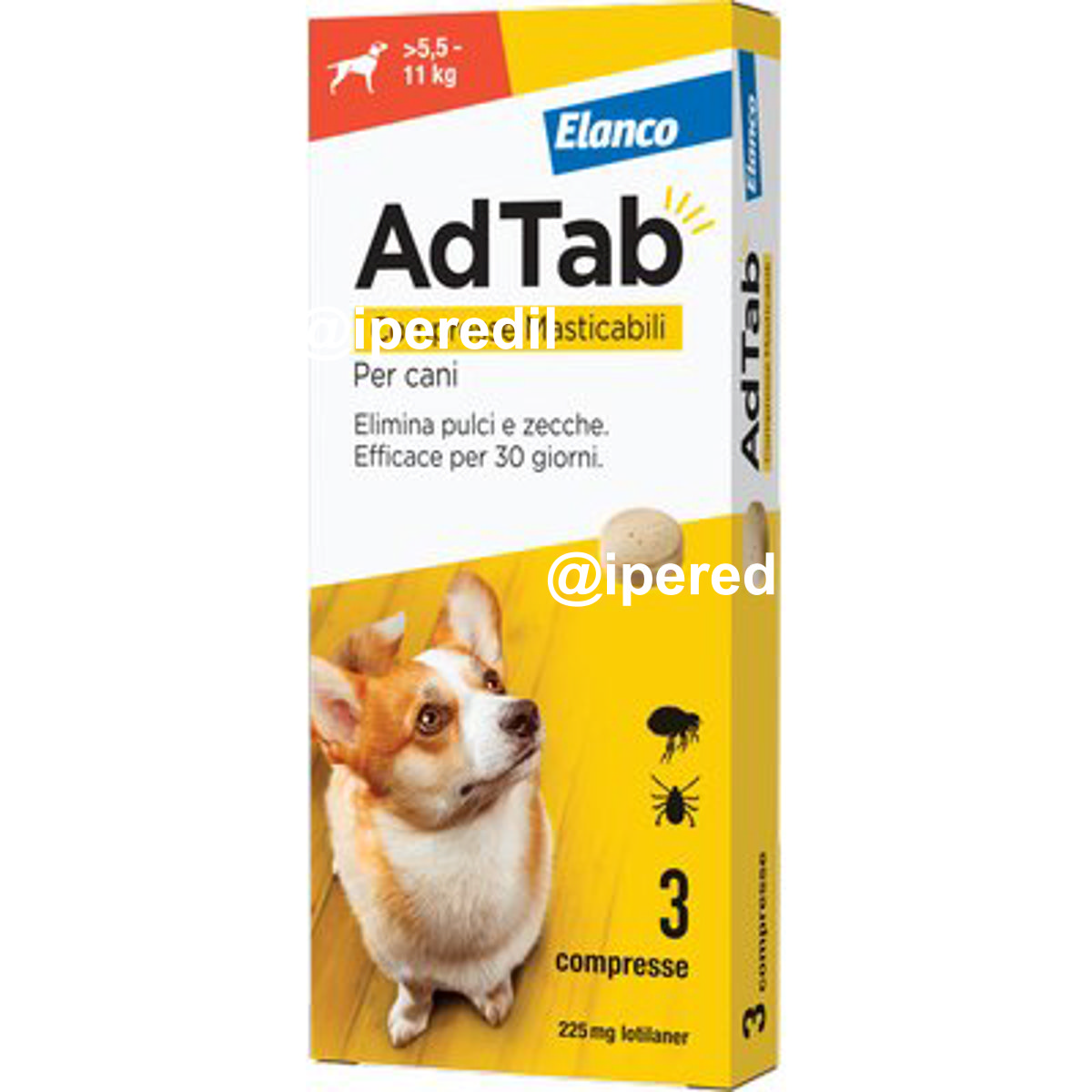 ANTIPARASSITARIO ADTAB CANI ELANCO KG 5,5/11 CF=PZ 3