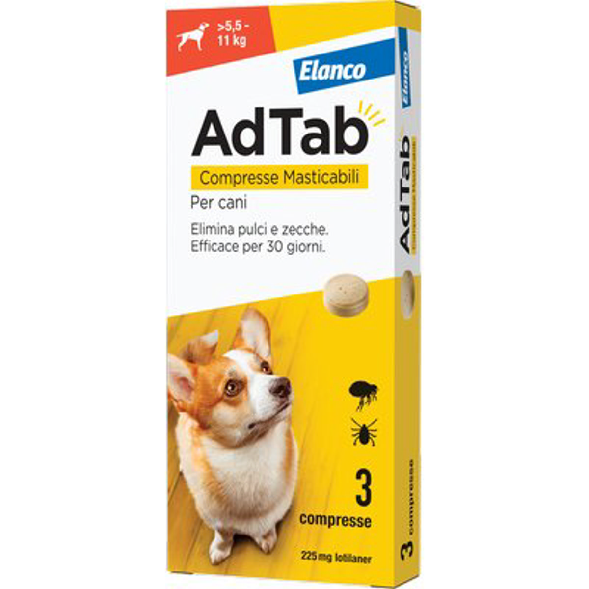 ANTIPARASSITARIO ADTAB CANI ELANCO KG 5,5/11 CF=PZ 3