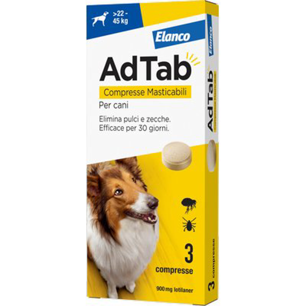 ANTIPARASSITARIO ADTAB CANI ELANCO KG 22/45 CF=PZ 3