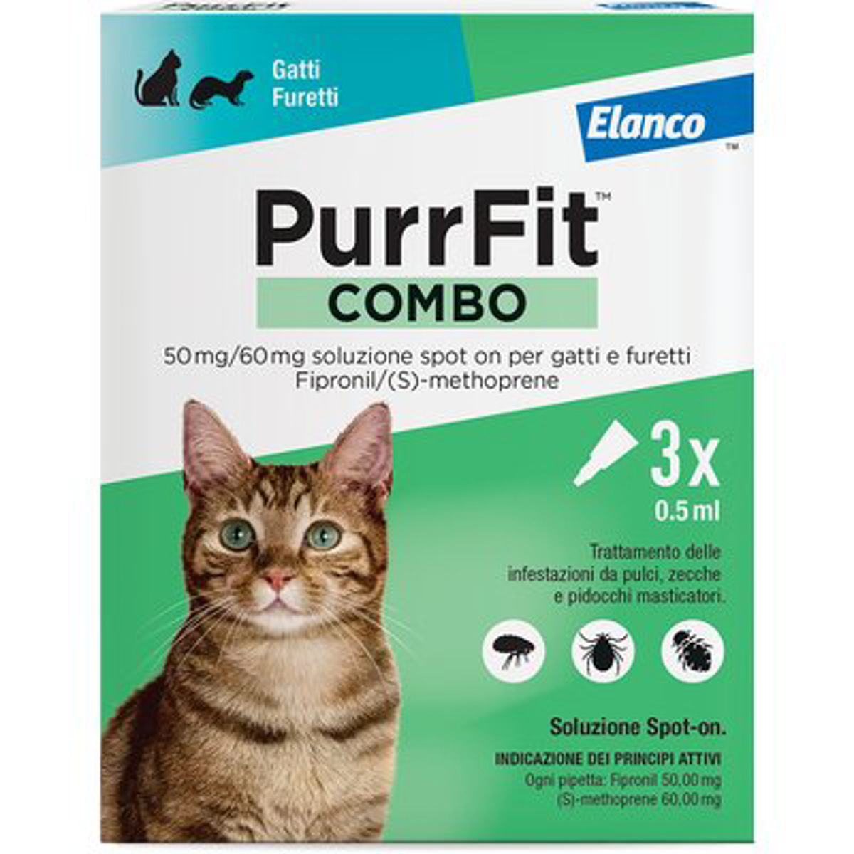 ANTIPARASSITARIO PURRFIT COMBO GATTI ELANCO KG 1+ CF=PZ 3