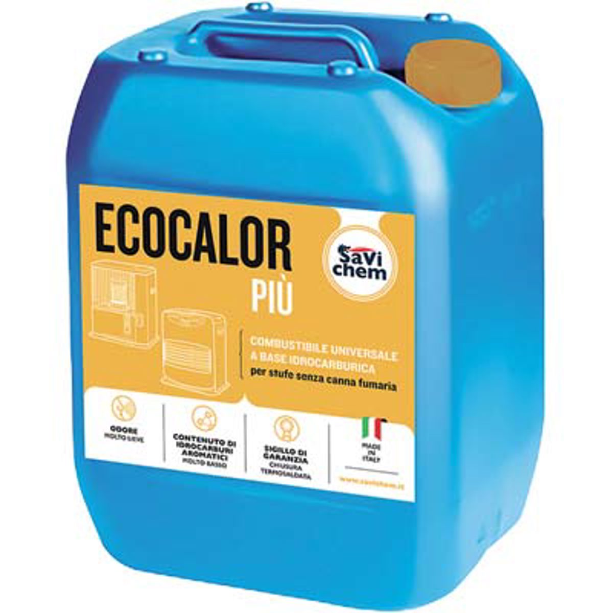 COMBUSTIBILE STUFA RADIANTE PIU ECOCALOR TAPPO GIALLO LT 18