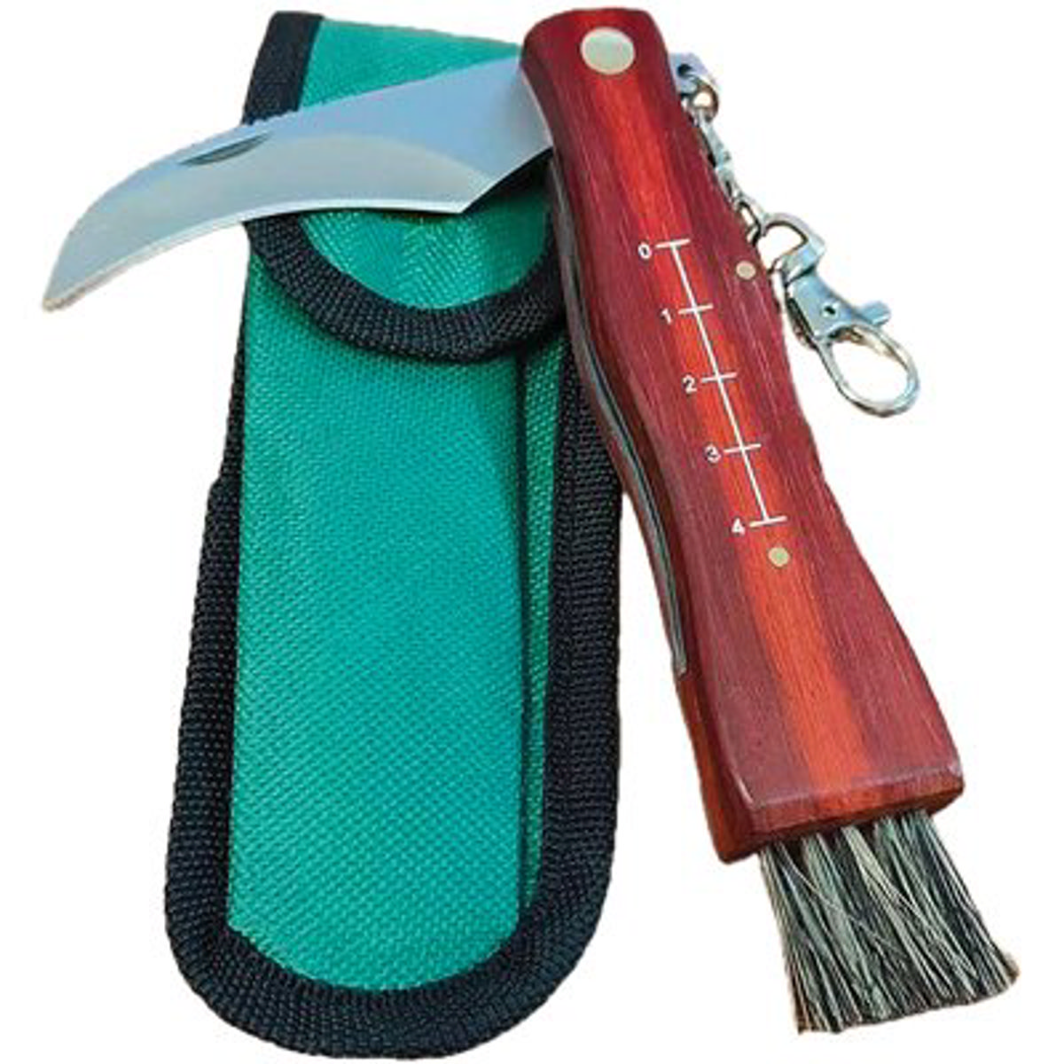 COLTELLO SERRAMANICO X FUNGHI INOX/LEGNO + SPAZZOLINO CM 19 + FODERO