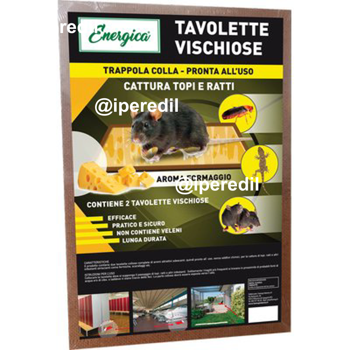 TRAPPOLA TOPI ADESIVA AROMATIZZATA ENERGICA CM 28X19 CF=PZ 2
