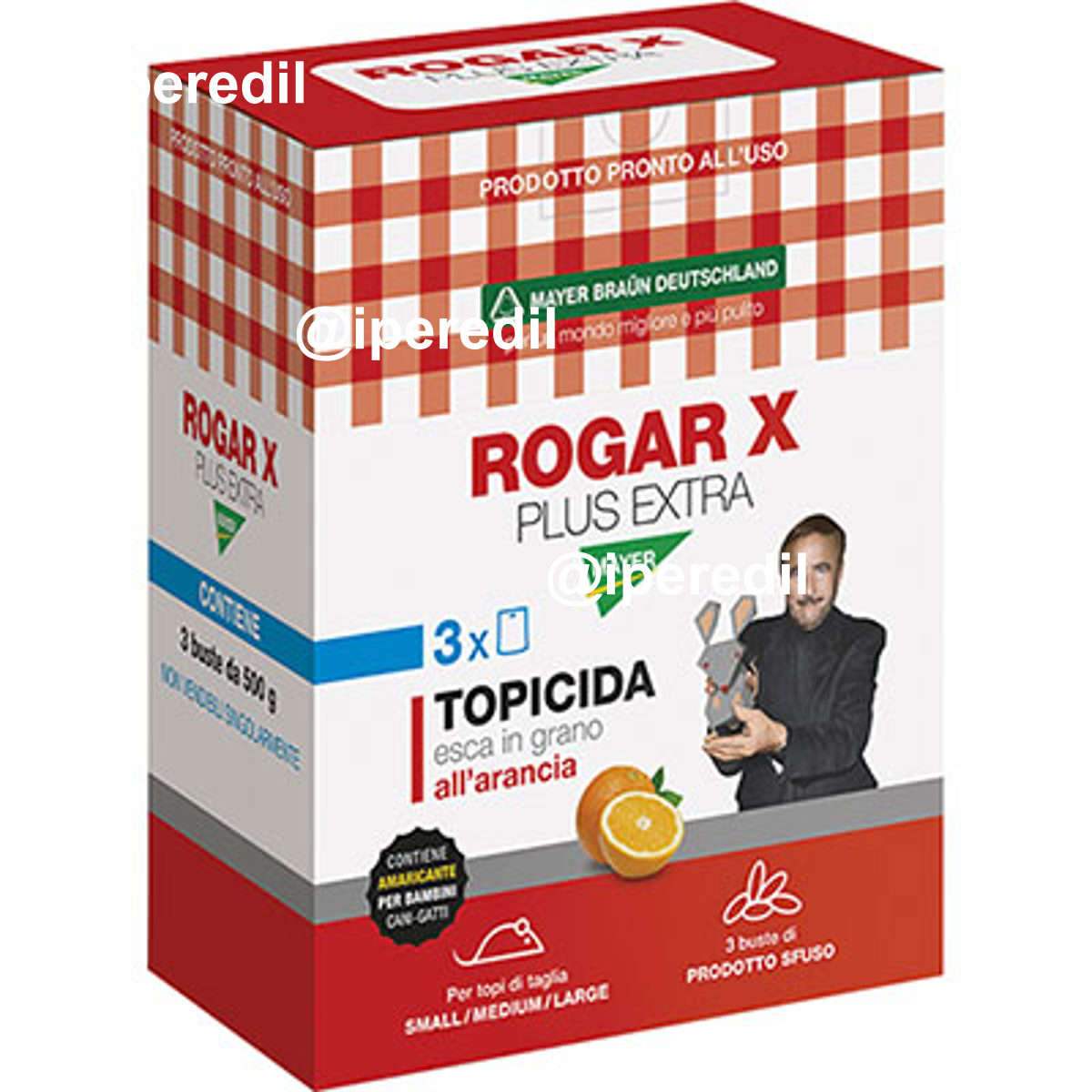 TOPICIDA ROGAR X PLUS EXTRA TRIS MAYERBRAUN GRANAGLIA ARANCIA GR 1500