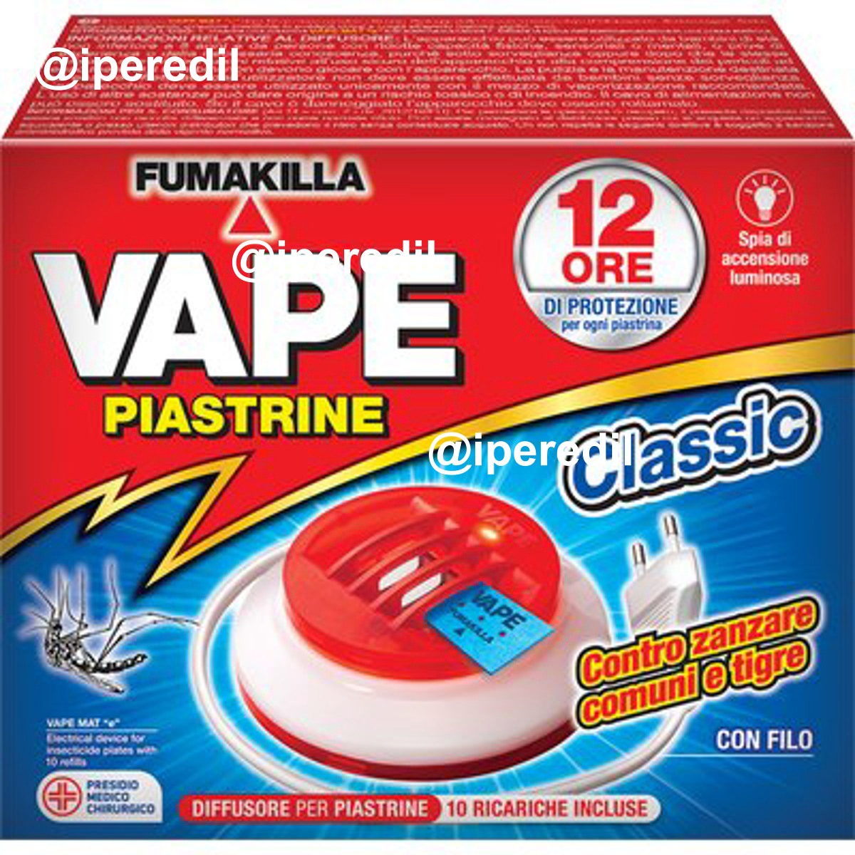 ELETTROEMANATORE PIASTRINA VAPE MAT + FILO + PIASTRINE ZANZARE 10