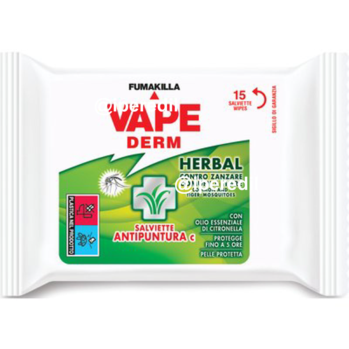 REPELLENTE INSETTI SALVIETTA HERBAL VAPE DERM CF=PZ 15 - 01790805