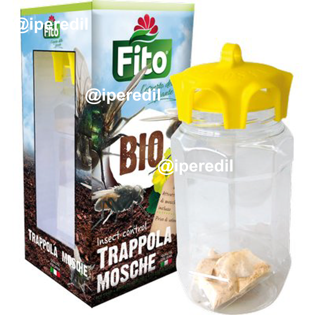 TRAPPOLA MOSCHE FITO CONTENITORE + ESCA