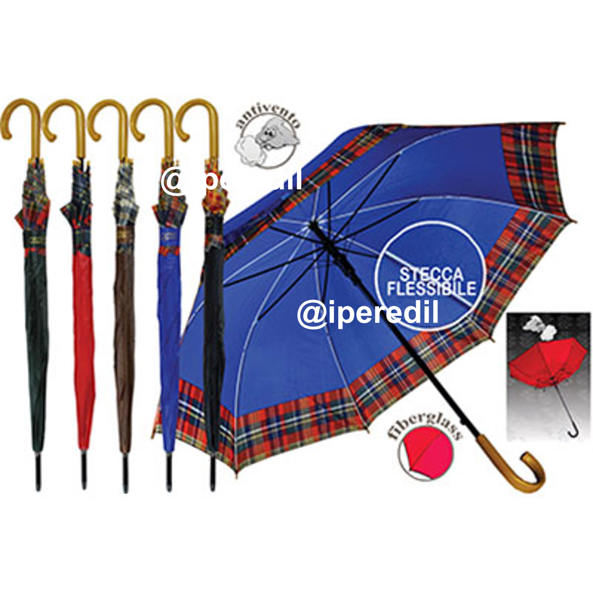 OMBRELLO PIOGGIA GOLF PL/METALLO 8 STECCHE AUTOMATICO CM 134 ANTIVENTO