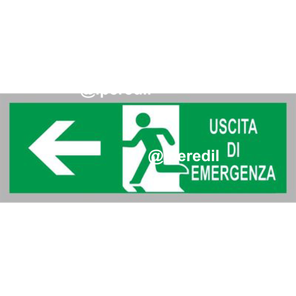 TARGA SEGNALETICA ADESIVA USCITA EMERGENZA SX VINILE CM 15X5