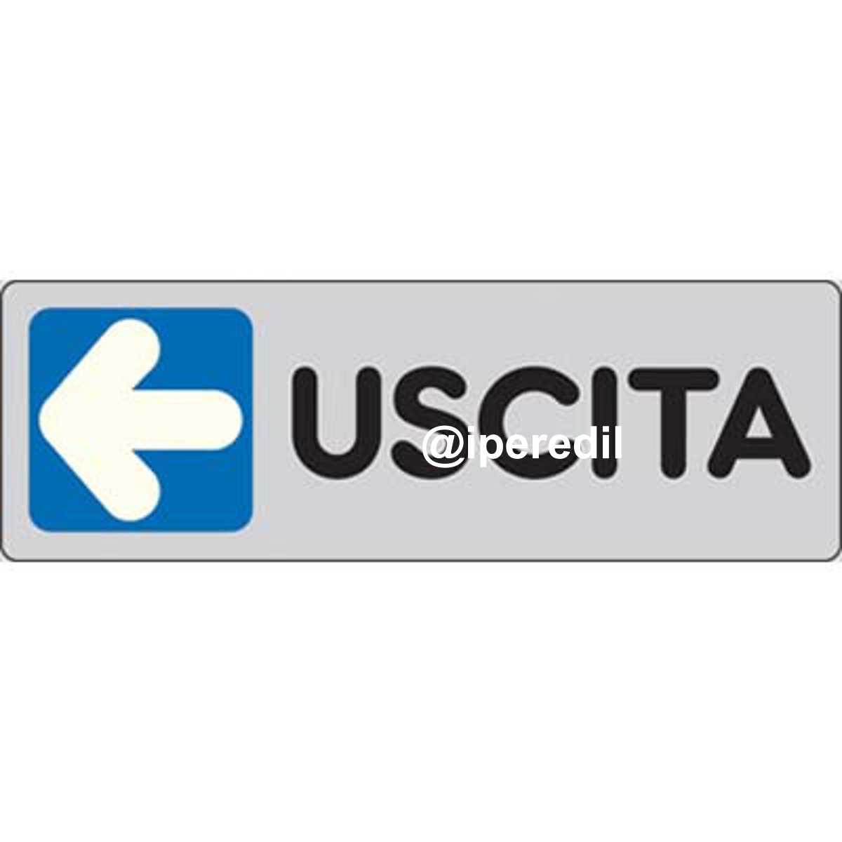 TARGA SEGNALETICA ADESIVA USCITA SX VINILE CM 15X5