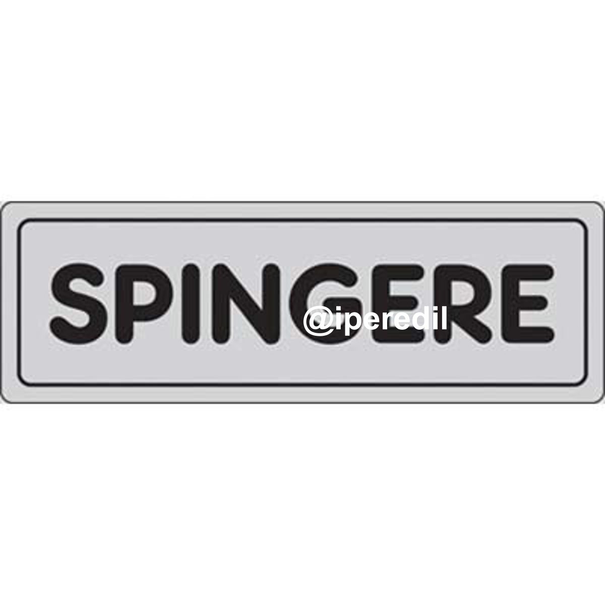 TARGA SEGNALETICA ADESIVA SPINGERE VINILE CM 15X5