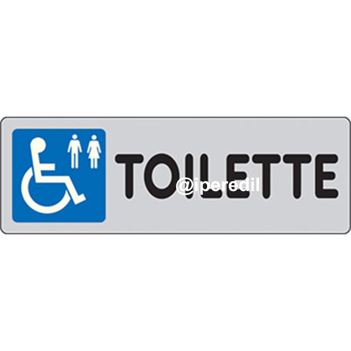 TARGA SEGNALETICA ADESIVA TOILETTE DISABILI VINILE CM 15X5