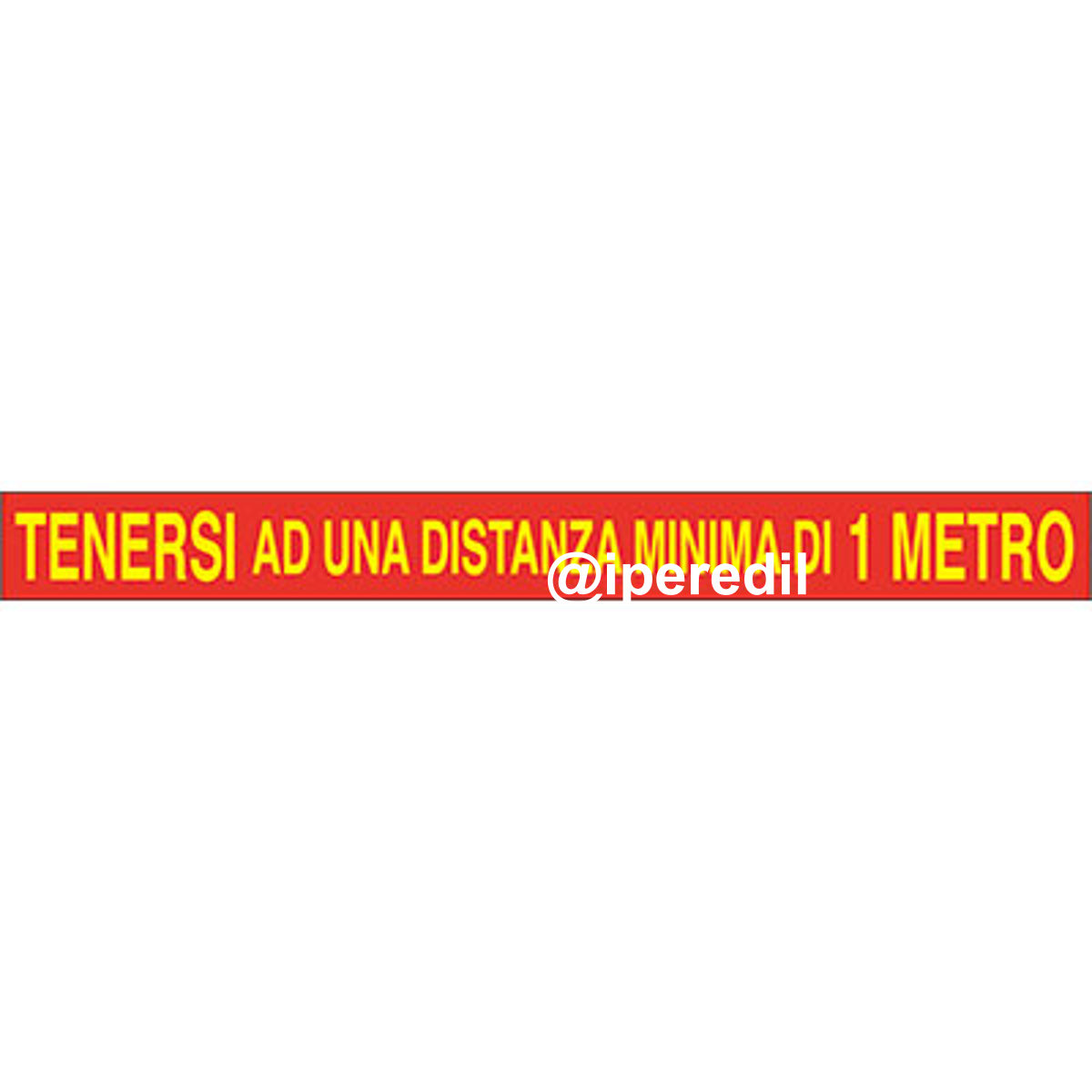 TARGA SEGNALETICA COVID ADESIVA TENERSI A DISTANZA VINILE CM 100X7