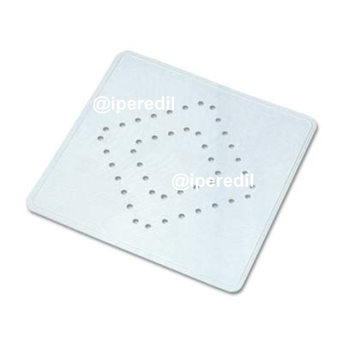TAPPETO DOCCIA ANTISCIVOLO GOMMA BIANCO+VENTOSE CM 55X55