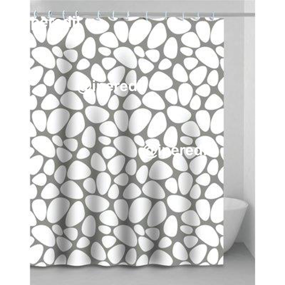 TENDA DOCCIA STONE IN VINILE + ANELLI CM 240X200