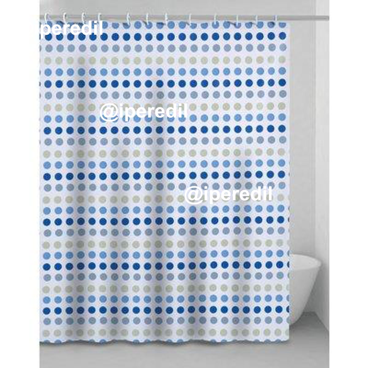TENDA DOCCIA PALLINE IN VINILE + ANELLI CM 240X200