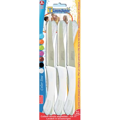 COLTELLO TAVOLA SUPER DE LUCA MANICO PLT/INOX CM 11 CF=PZ 6 COLORI ASSORTITI