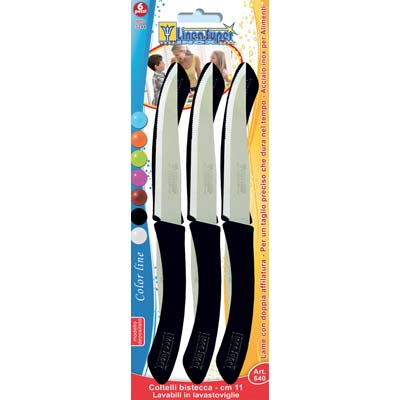 COLTELLO BISTECCA SUPER DE LUCA MANICO PLT/INOX CM 11 CF=PZ 6 COLORI ASSORTITI