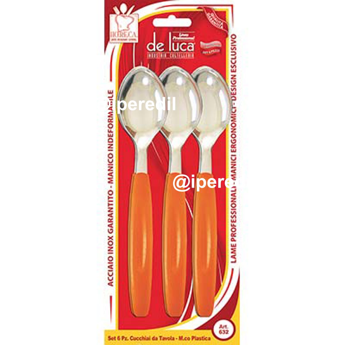 CUCCHIAIO TAVOLA SUPER DE LUCA MANICO PLT/INOX CF=PZ 6 COLORI ASSORTITI