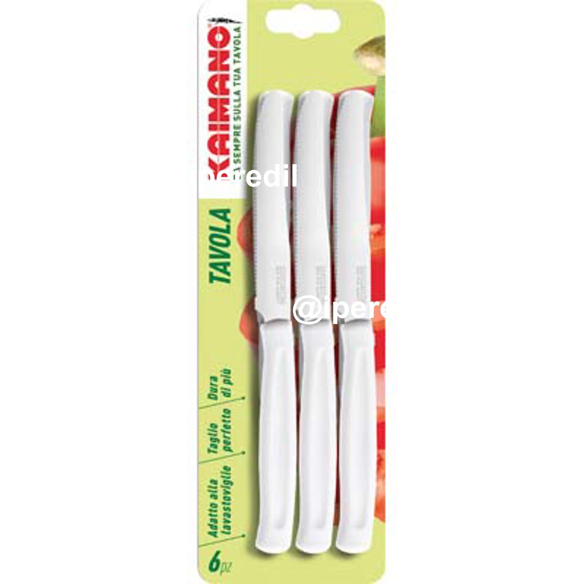 COLTELLO TAVOLA DINAMIK KAIMANO MANICO PLT BIANCO/INOX CM 11 CF=PZ 6
