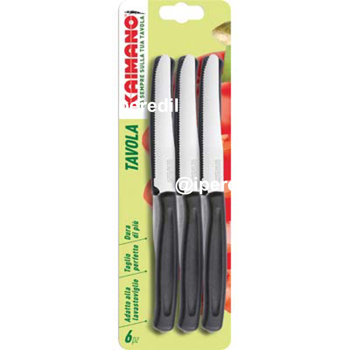 COLTELLO TAVOLA DINAMIK KAIMANO MANICO PLT NERO/INOX CM 11 CF=PZ 6