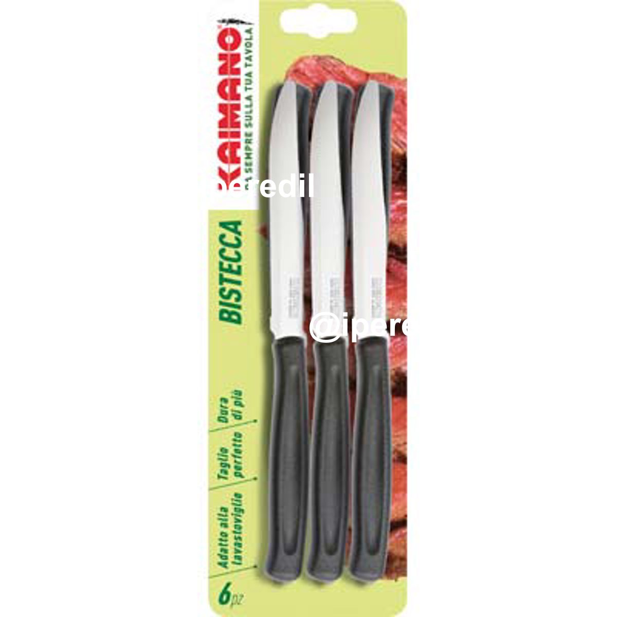 COLTELLO BISTECCA DINAMIK KAIMANO MANICO PLT NERO/INOX CM 11,5 CF=PZ 6
