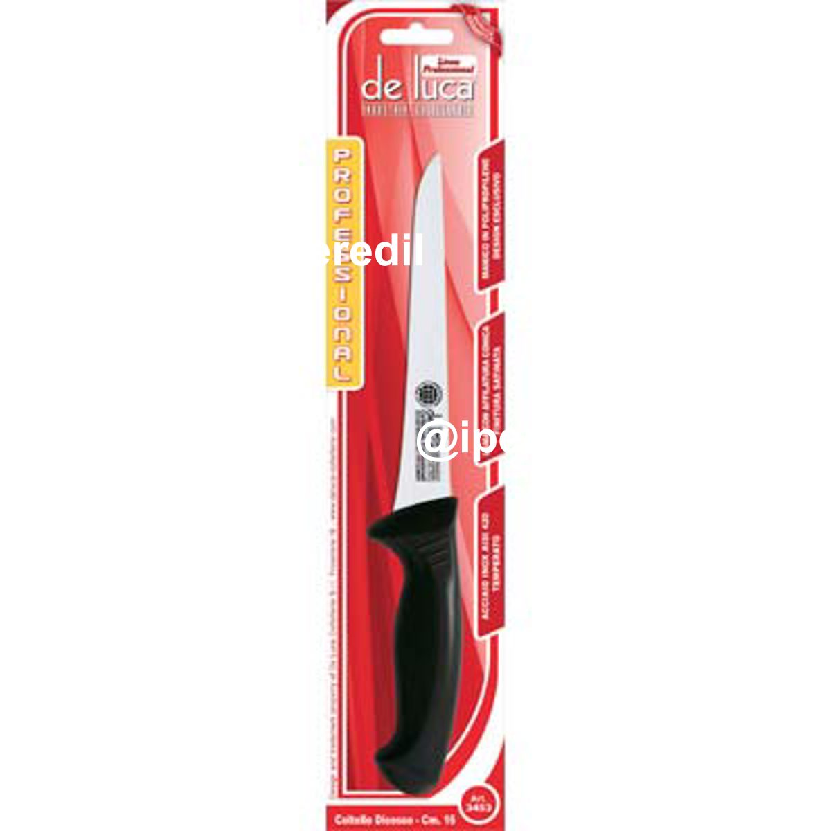 COLTELLO MACELLAIO DISOSSARE PROFESSIONAL DE LUCA MANICO PLT/INOX CM 16