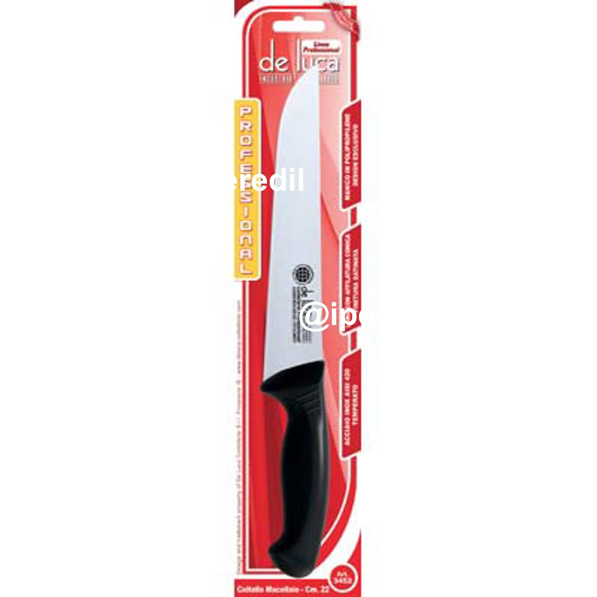 COLTELLO MACELLAIO PROFESSIONAL DE LUCA MANICO PLT/INOX CM 22