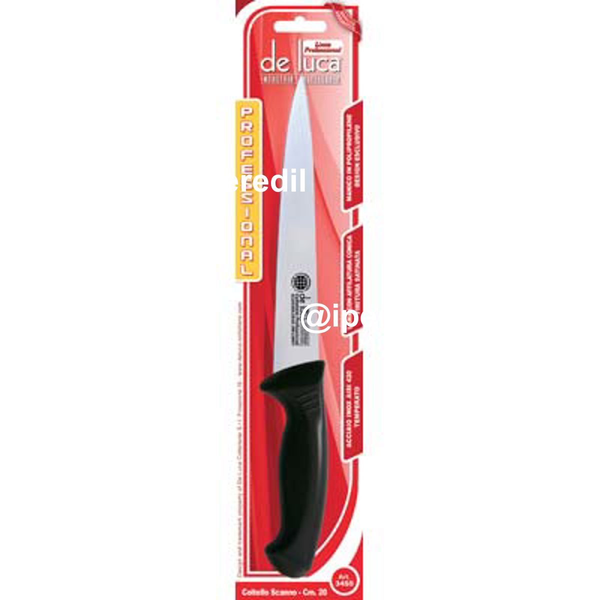 COLTELLO MACELLAIO SCANNARE PROFESSIONAL DE LUCA MANICO PLT/INOX CM 20