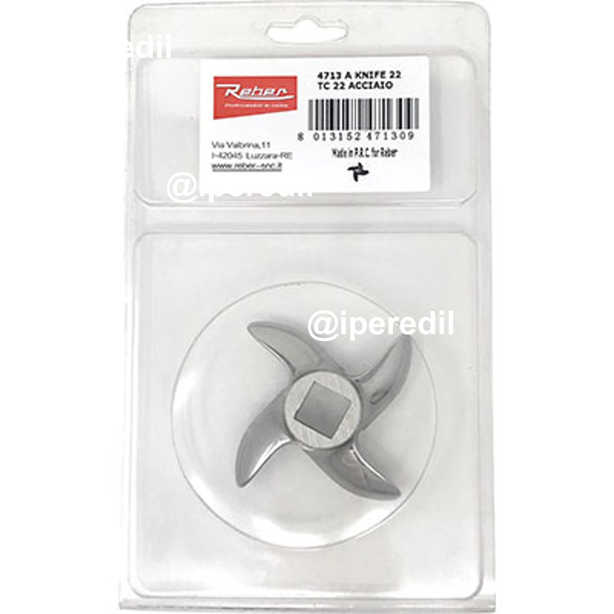 COLTELLO X TRITACARNE ELETTRICO INOX REBER AUTOAFFILANTE N° 10/12