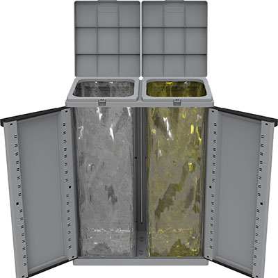 ARMADIETTO IMMONDIZIA ECO LINE 2 TERRY GRIGIO ANTE 2 LT 110 CM 68X39 H.CM 88