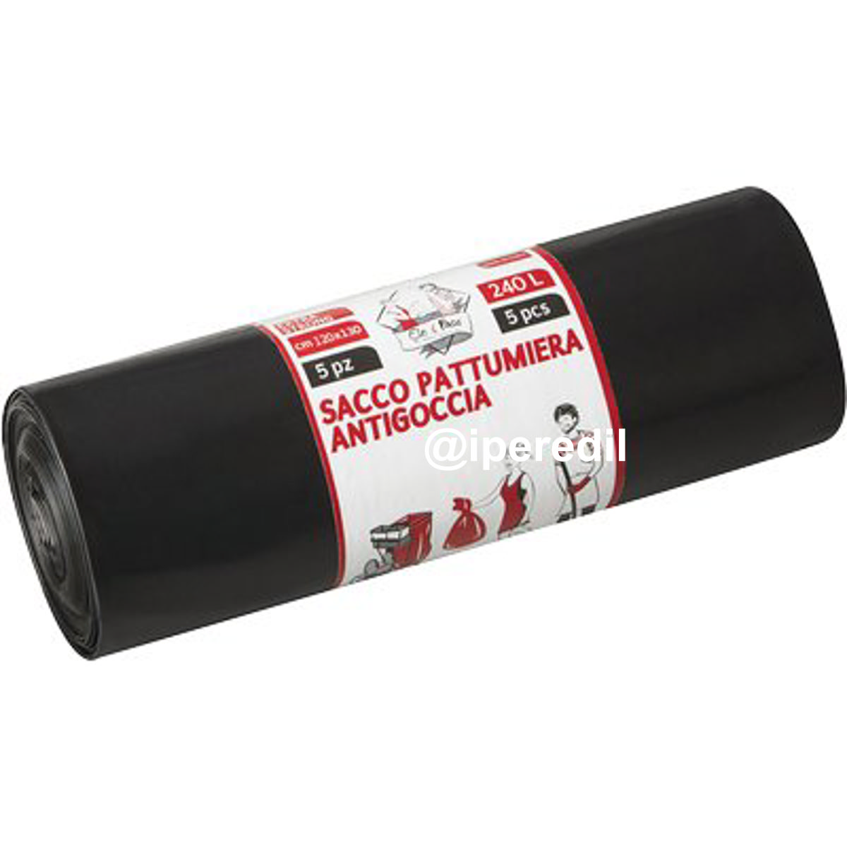 SACCO IMMONDIZIA INDUSTRIALE NERO ELEPACKING CM 120X130 MY 80 CF=PZ 5