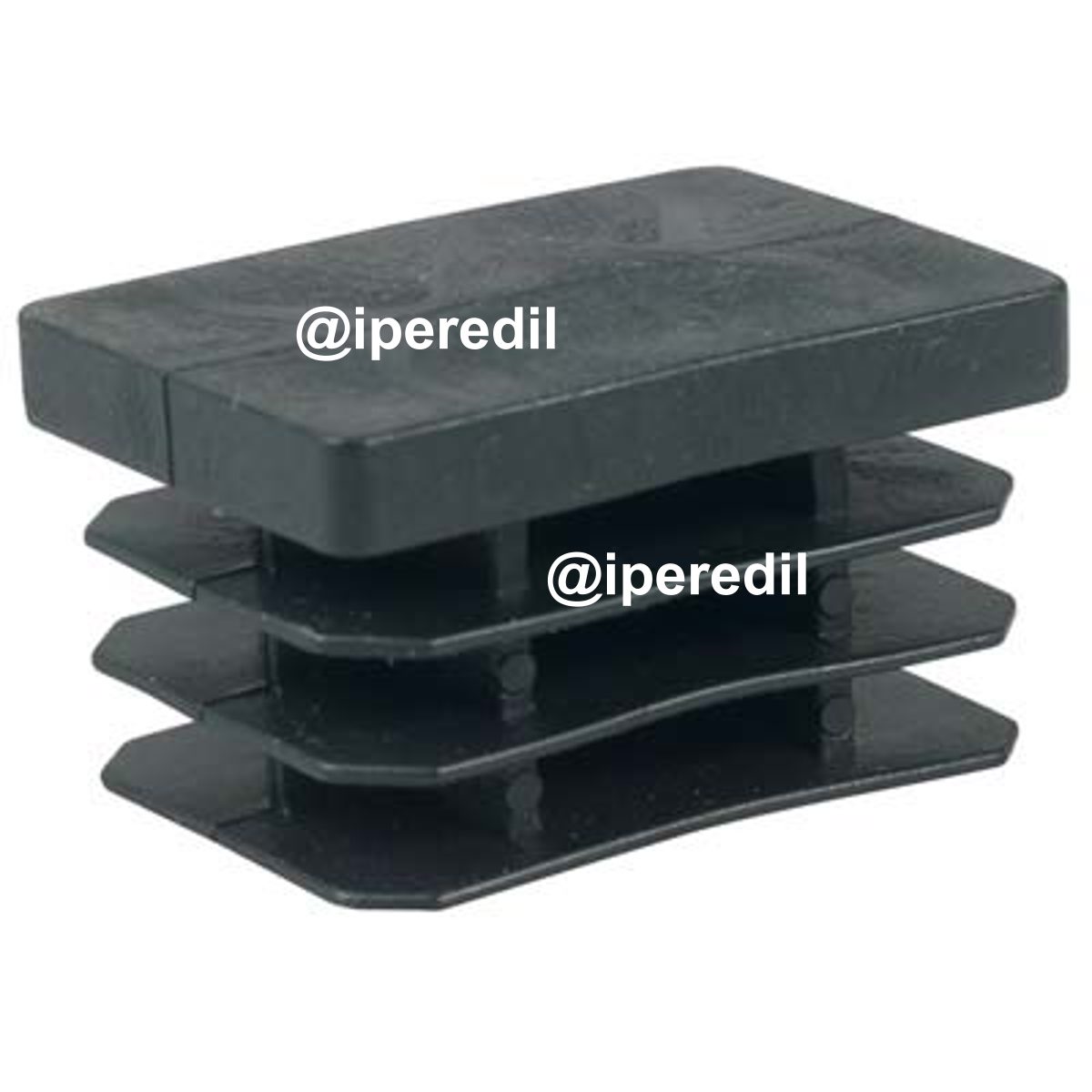 PUNTALE INTERNO RETTANGOLARE ALETTATO PE NERO MM 40X80