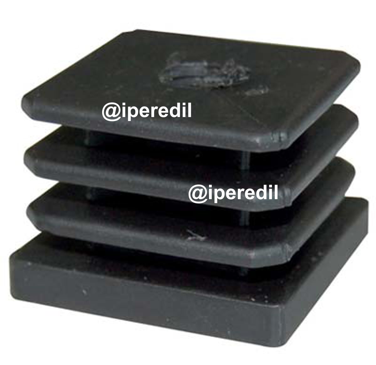 PUNTALE INTERNO QUADRO ALETTATO E FILETTATO PE NERO FORO MA10 MM 40X40