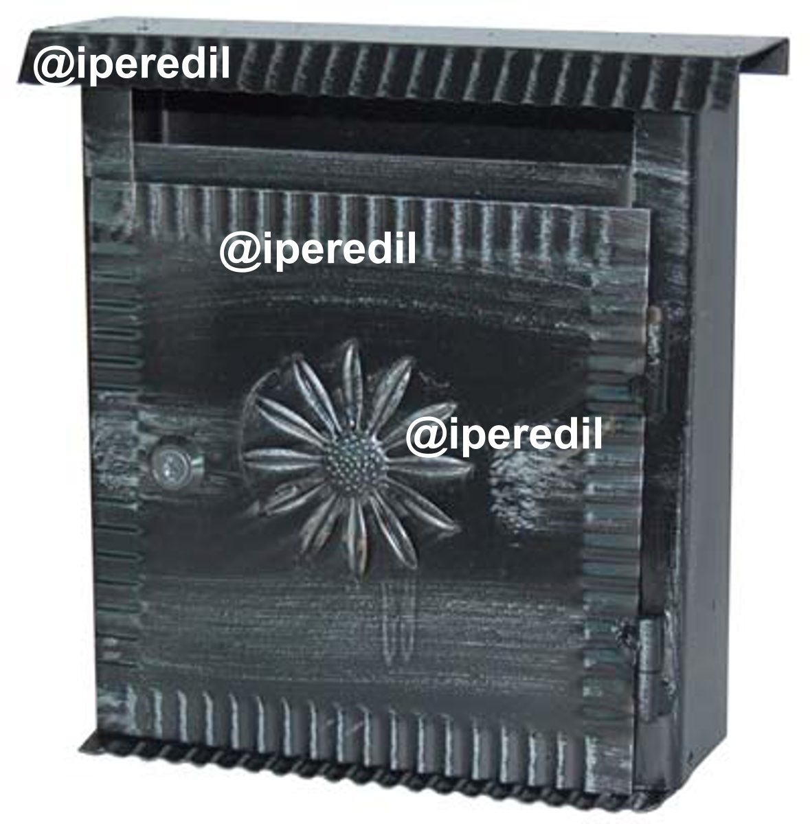 CASSETTA POSTALE MARGHERITA ACCIAIO VERN NERO/ARGENTO MM 220X80 H.MM 280