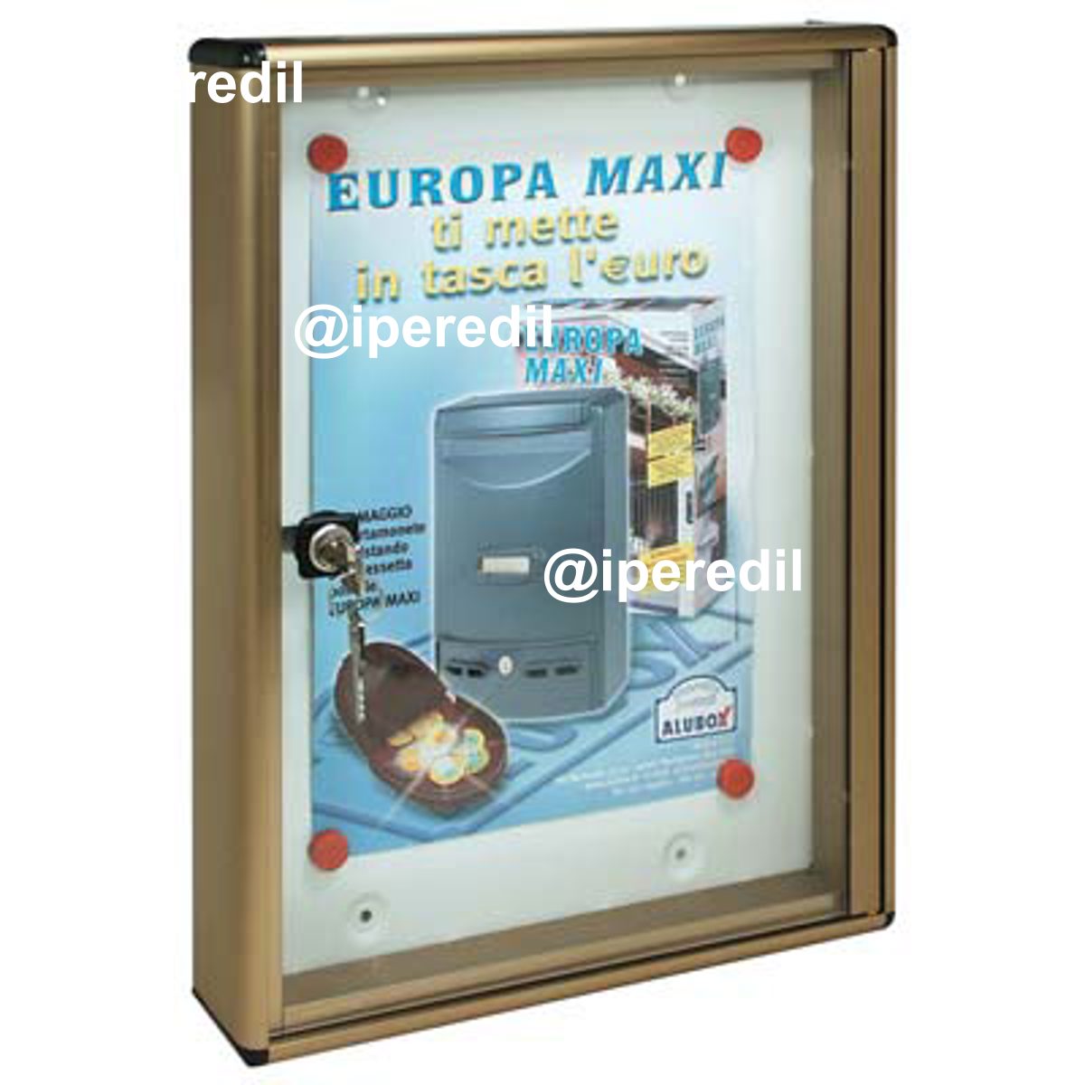 BACHECA PORTA AVVISI ALUBOX ALLUMINIO BRONZATO 1XA4 MM 300X50 H.MM 400