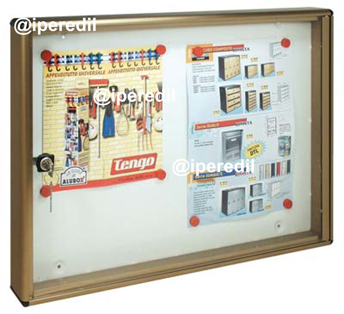 BACHECA PORTA AVVISI ALUBOX ALLUMINIO BRONZATO 2XA4 MM 550X50 H.MM 400