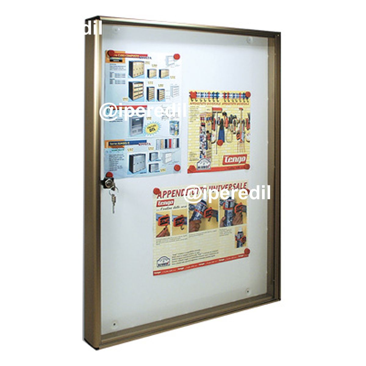 BACHECA PORTA AVVISI ALUBOX ALLUMINIO BRONZATO 4XA4 MM 550X50 H.MM 730