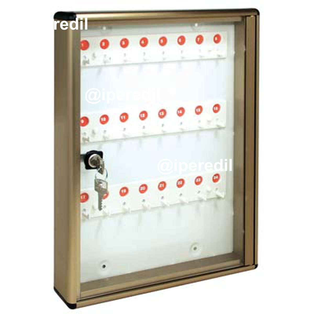 BACHECA PORTA CHIAVI ALUBOX ALLUMINIO BRONZATO CHIAVI 24 MM 300X50 H.MM 400