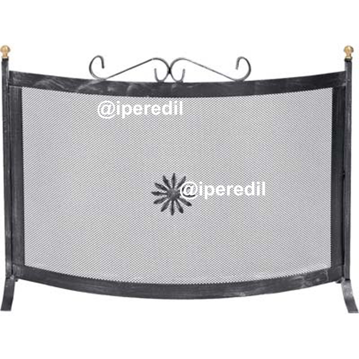 PARASCINTILLE CAMINO CURVO FERRO BATTUTO + POMI OTTONE CM 70X50 - 02432827