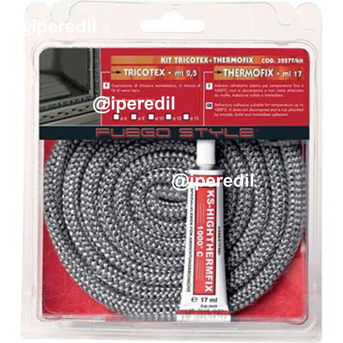 GUARNIZIONE TRECCIA + ADESIVO X STUFA FUEGO MM 12 MT 2,5 - 02440203