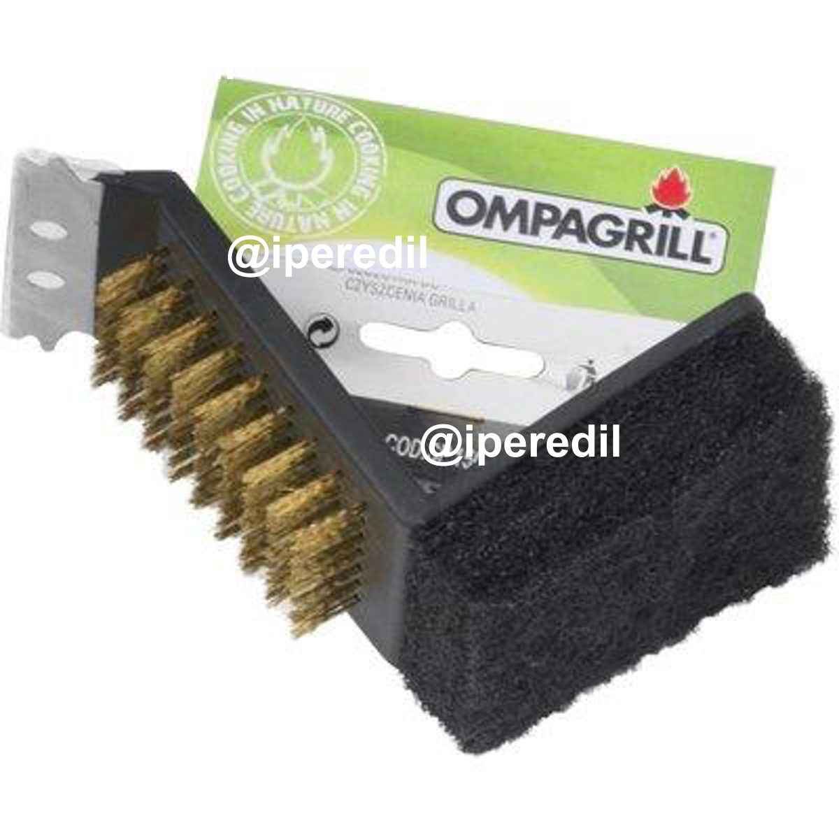 SPAZZOLA BARBECUE SP150 OMPAGRILL SPUGNA ABRASIVA + SPAZZOLA OTTONE CM 15 - 02446123
