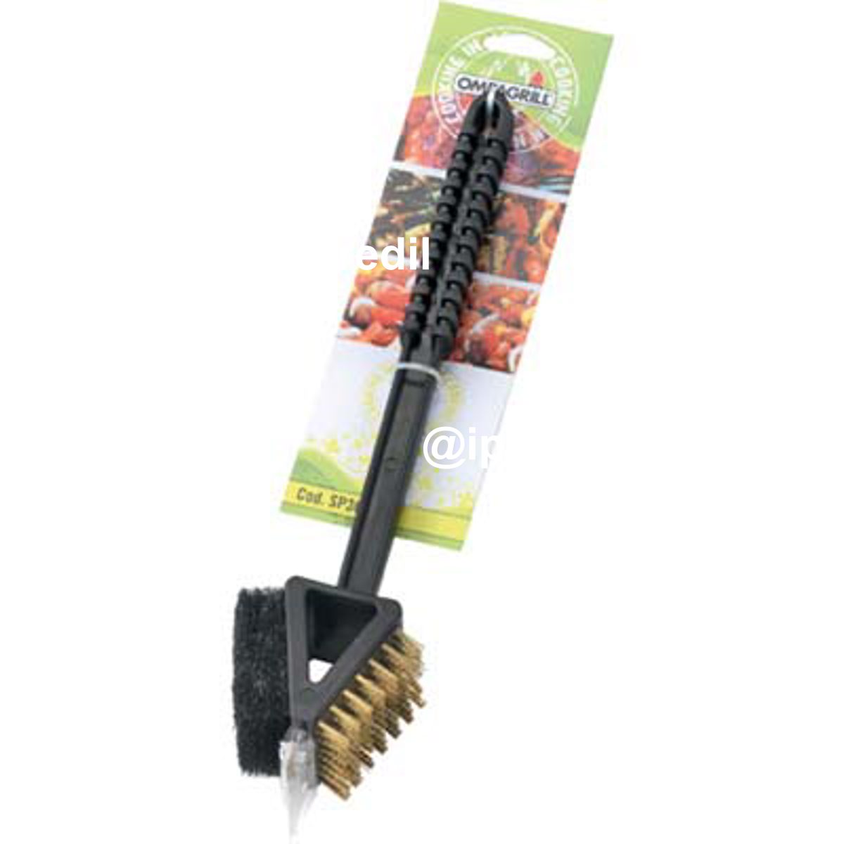 SPAZZOLA BARBECUE SP360 OMPAGRILL SPUGNA ABRASIVA + SPAZZOLA OTTONE CM 36