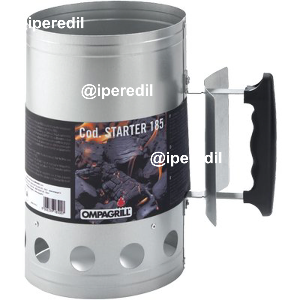 CIMINIERA ACCENDI CARBONELLA OMPAGRILL ACCIAIO ALLUMINATO CM 17 H.CM 27