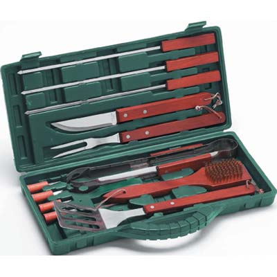 POSATE BARBECUE VALIGETTA 01240 OMPAGRILL INOX/LEGNO CF=PZ 12 CM 40