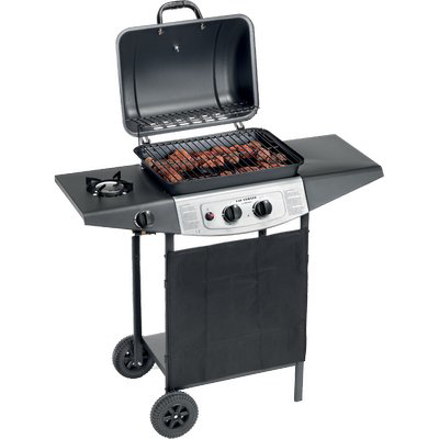 BARBECUE GAS DOUBLE COOKING SYSTEM 2+1 OMPAGRILL FUOCHI 3 CM 98X43 H.CM 100 + ROCCIA LAVICA